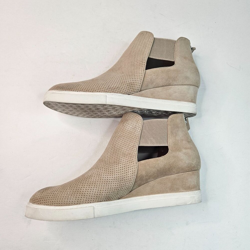 Paolo Linea Wedge Sneaker 10.5 Tan Suede Minimalist Perferated Casual Shoe Boots - Picture 7 of 12